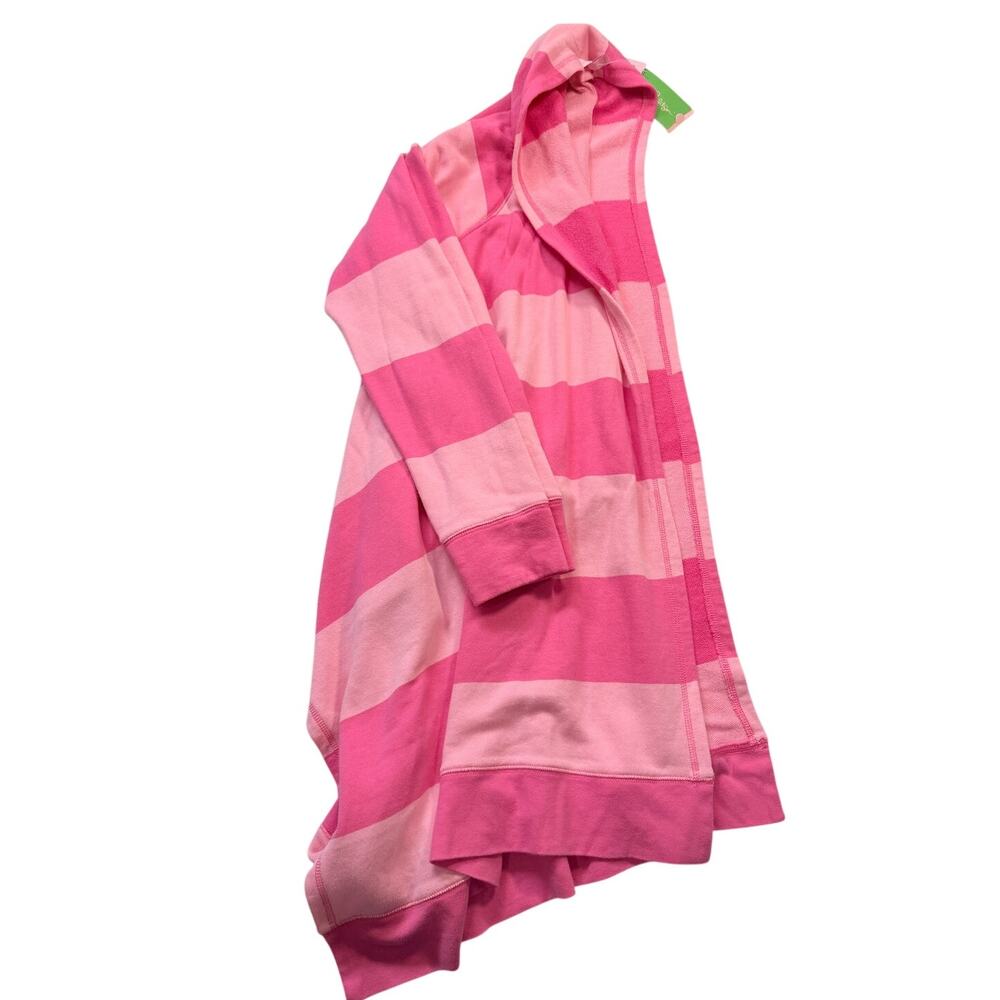 Lilly Pulitzer Norma Fleece Wrap Stripe Cardigan Pink NWT Medium Preppy Cozy - Picture 4 of 13